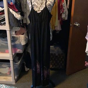 Xl black with purple flower maxi dress